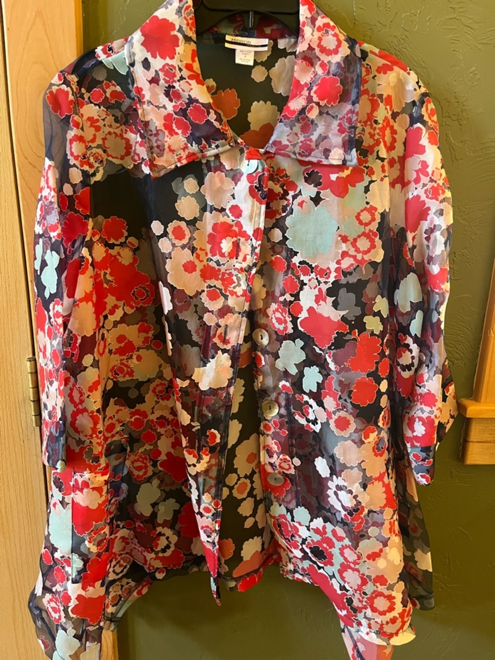 Sheer Floral Button-Front Top in Multi-Color